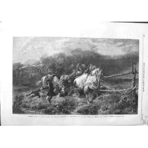    1867 HORSES ESCAPING FIRE ADOLPHE SCHREYER FINE ART
