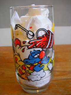 Clumsy Smurf Glass 1983 Hardees Restaurant Exclusive  
