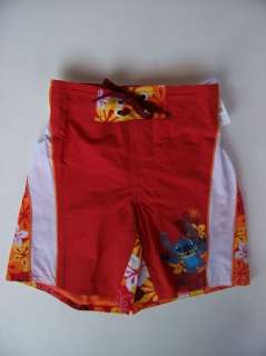  Stitch Swim Shorts Floral Red Orange 4 NEW  