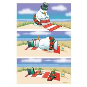  Funny Melting Snowman on Beach Holiday Card   12 carsd/13 