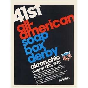  1978 41st All American Soap Box Derby Akron Ohio Print Ad 