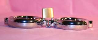 Oval Chrome Metal Wrist Cuffs Shackles Handcuffs (L)  