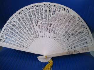 2pcs carved Chinese Fragrant Wood Folding hand fan  