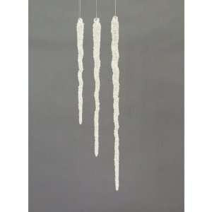 Set of 12 Snow Drift Clear Glittered Glass Icicle Christmas Ornaments 