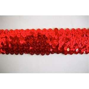  Wide Red Stretch Sequins Trim 1.5 Inch Vegas 4 Arts 