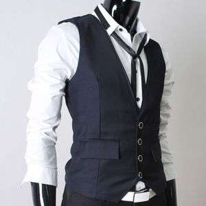 VE29) THELEES Mens premium 4 button slim vest waist coat  