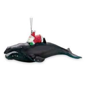  Santa on Right Whale Christmas Ornament