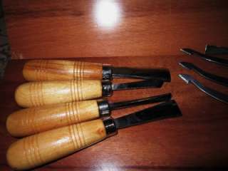 VINTAGE LOT OF WOOD CRAFT CHISELS WITH CHECKERING TOOLS? NICE SHAPE 