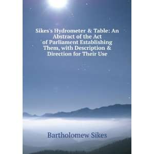   with Description & Direction for Their Use Bartholomew Sikes Books