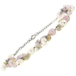    Sterling Silver Genuine Pearl and Citrine Bracelet Jewelry