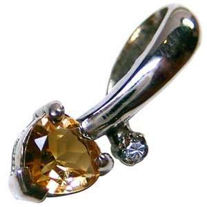  Heart Cut Citrine Crystal Pendant with Zircon Diamond 