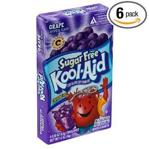 Kool Aid Drink Mix, Sugar Free Grape, 4 Count Envelopes (Pack of 6 