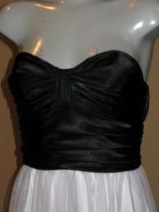  Black Bodice White Beaded Full Tulle Skirt Long Prom Gown 5  