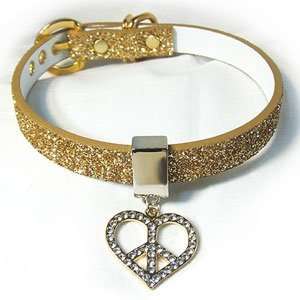    Twinkle Collar Red   Gold Peace in Heart  Size SMALL