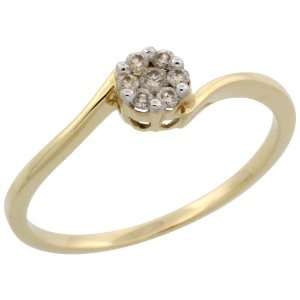 14k Gold Small Cluster Diamond Ring, w/ 0.11 Carat Brilliant Cut 