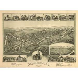  1898 Clarksburg West Virginia, Birds Eye Map