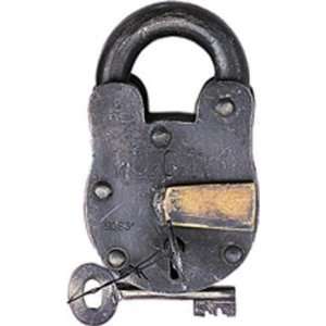  Large Heavy Duty Metal Antq Lock W/2 Keys 5H , 3W 