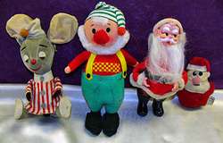 Vintage Christmas Dolls 2 Santas Elf Mouse 1960s 70s Kitschy Cute 