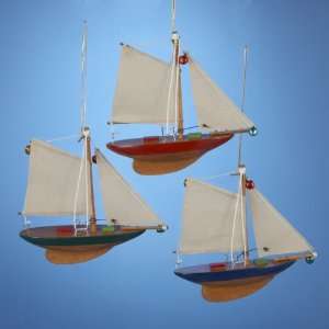   and Blue Wooden Sloop Sailboat Christmas Ornaments 5