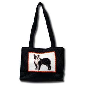 Claws Collection Needlepoint Boston Terrier Quilted Tote Bag Purse Qt 