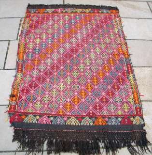 Antique Turkish Rug 37 x 57 Hand Woven Sivas Wool Kilim Kelim jajim 