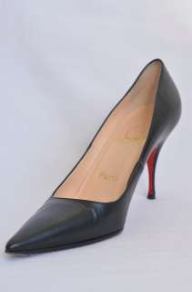 CHRISTIAN LOUBOUTIN Leather Black High Heel Classic Pump Womens Shoe 8 
