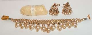 PEARL NECKLACE & MATCHING EARRINGS VINTAGE LARGE DOLL JEWELRY FAUX 