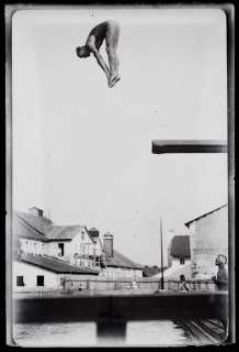 VINT.1930s glass negative spectacular dive*flying  