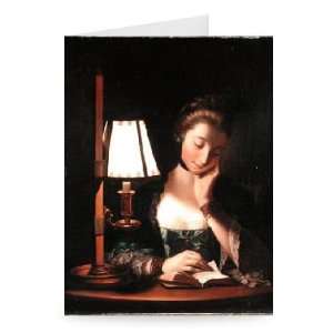 Woman Reading by a Paper bell Shade, 1766   Greeting Card (Pack of 2 