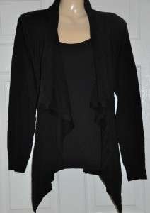 DKNYC Open DKNY Front Knit Cardigan Sweater COZY Gray Black New S/M L 