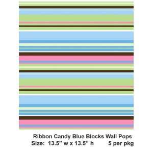  Wallpaper Brewster Wall Pops Ribbon Candy Blue Blocks 