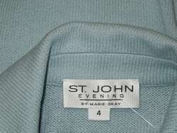 St. John Evening Blue Silver Rhinestone Paillettes Knit Evening Jacket 