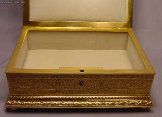 Large Antique Art Nouveau Enamel Jewelry Box Signed  