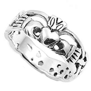 925 Sterling Silver Claddagh Ring   Sz. 5 to 9  