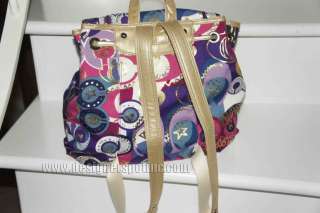 New Coach Poppy Pop C Multicolor Flap Backpack Handbag 18341 plus Dust 