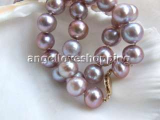 AA 10 11mm purple freshwater pearl necklace 14K/20 clas  
