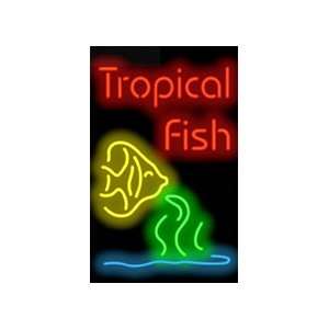  Tropical Fish Neon Sign w/Fish Scene Patio, Lawn & Garden