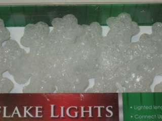 NEW Set Of 10 Clear Snow Flake Lights 9 Lighted Length Indoor Outdoor 