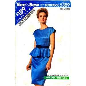  See & Sew 6389 Sewing Pattern Peplum Dress Size 6   8   10 