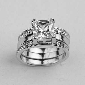  5.0ct Cz Laser Cut Wedding / Engagement Ring Set 