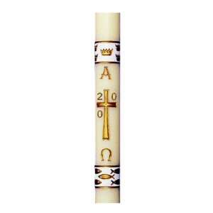  Paschal Candle, Style Gloria White 4 x 48