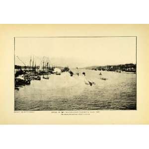 1907 Print Harvard Yale College University Crew Rowing 1906 Race 
