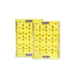 Peeps Marshmallow Bunnies Yellow, 12 piece tray, 2 count  