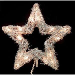  9 Lighted Silver Wooden Mesh Star Christmas Tree Topper 