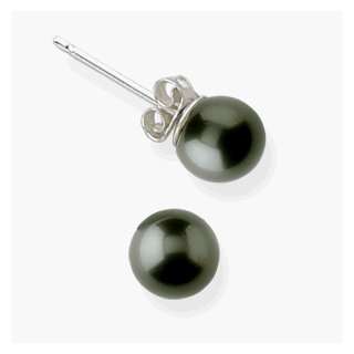    Sterling Silver Genuine Black Shell Pearl Earrings Jewelry