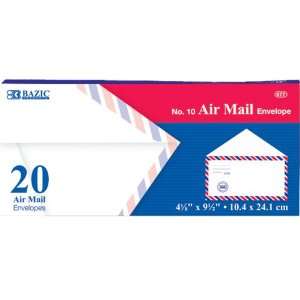  BAZIC #10 Airmail Envelope, White, 20 Per Pack Office 