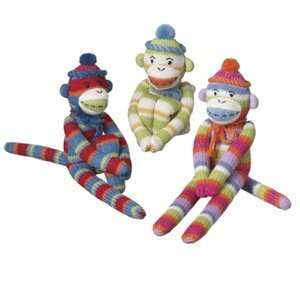 8 Colorful Sock Monkey Large Christmas Ornament Green 