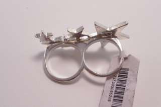 New Rhinestone Studded Shooting Star Double Ring Size 8  