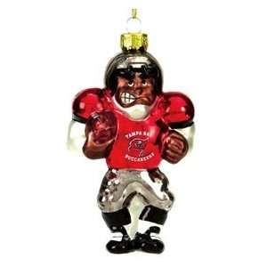  Tampa Bay Buccaneers Blown Glass Football Player Ornament 