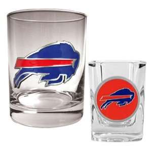  Buffalo Bills Rocks Glass & Shot Glass Set   Primary Logo 